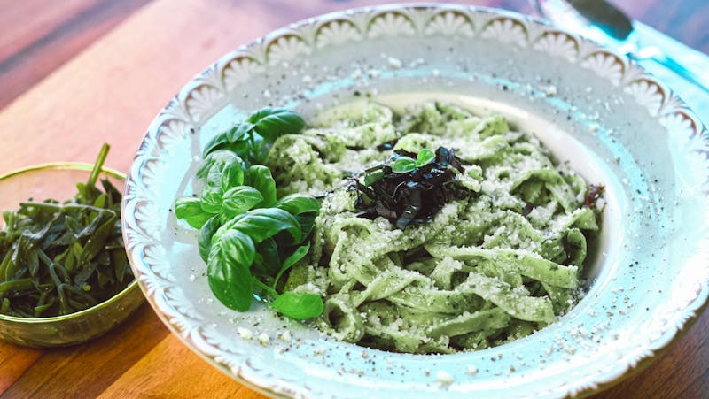 Fettuccine Alfredo creamy pasta dish at Papa Ginos